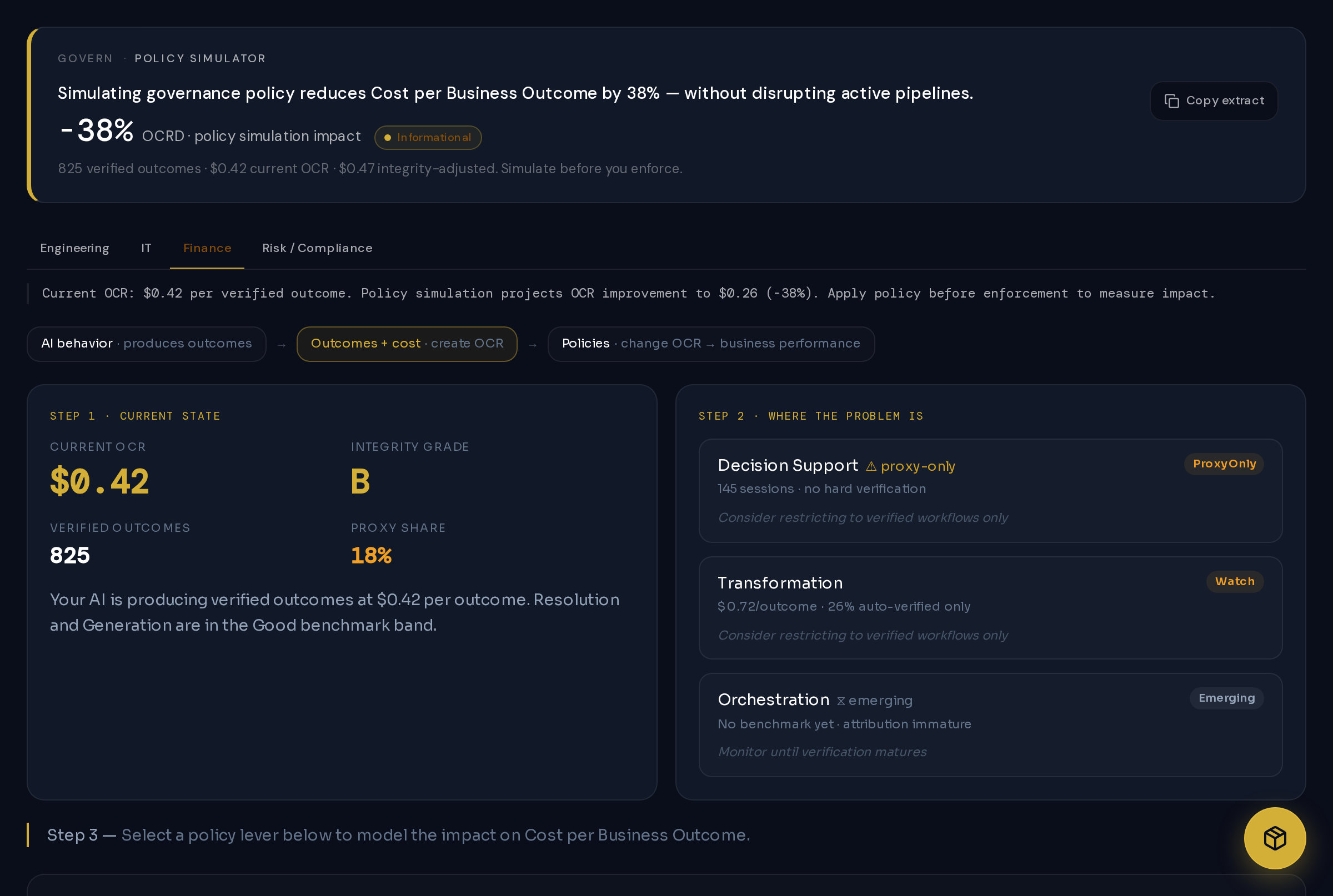 PromptKing Policy Engine — simulate before enforce, audit trail, explainability